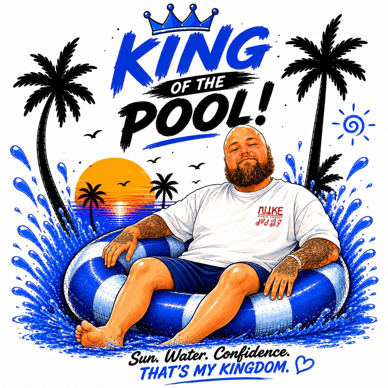 King of the Pool — Blue baskı tasarımı