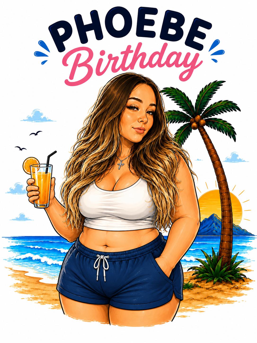 Phoebe Birthday baskı tasarımı