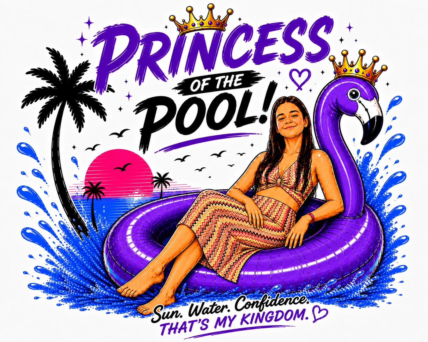 Princess of the Pool — Purple baskı tasarımı