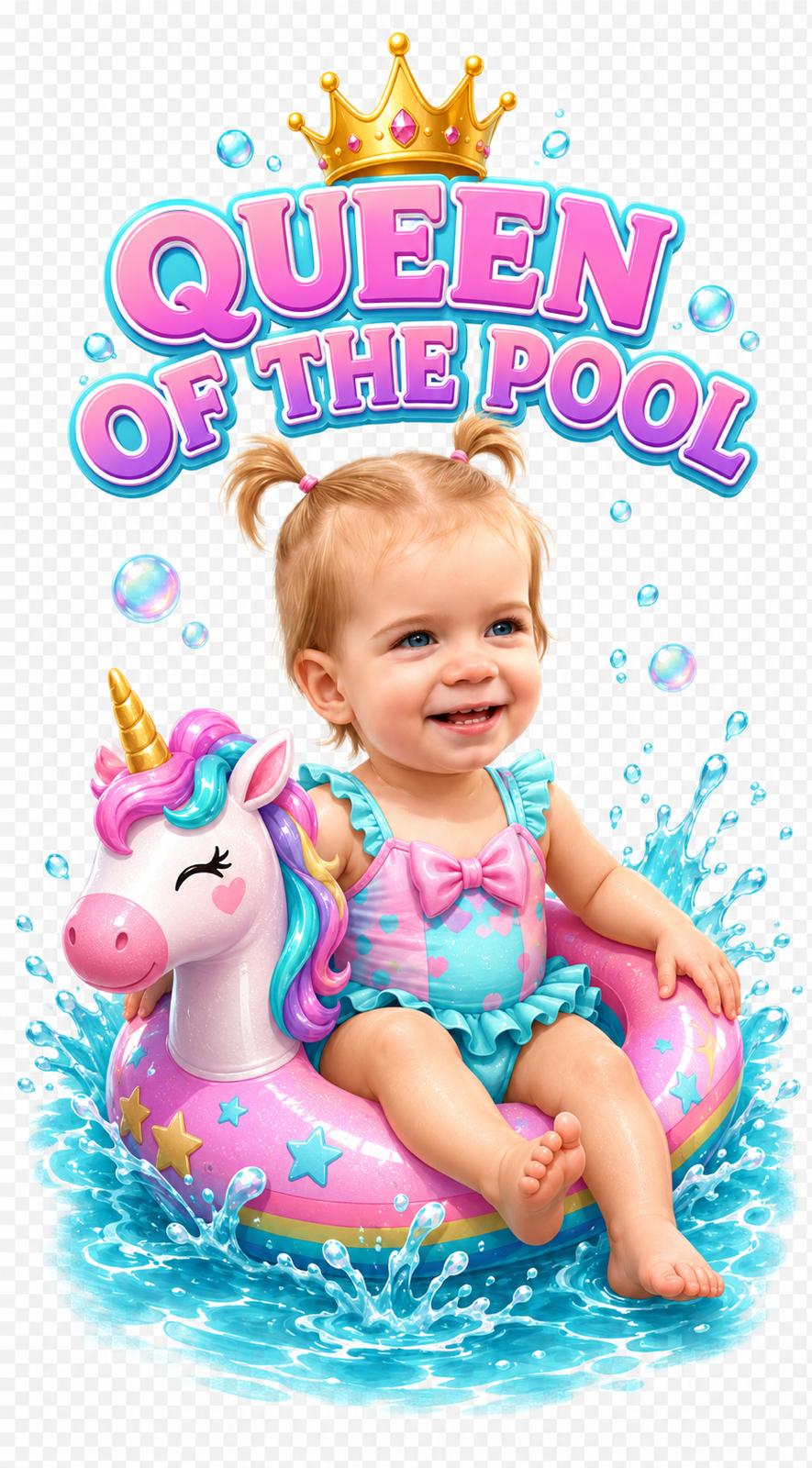 Baby Queen of the Pool baskı tasarımı