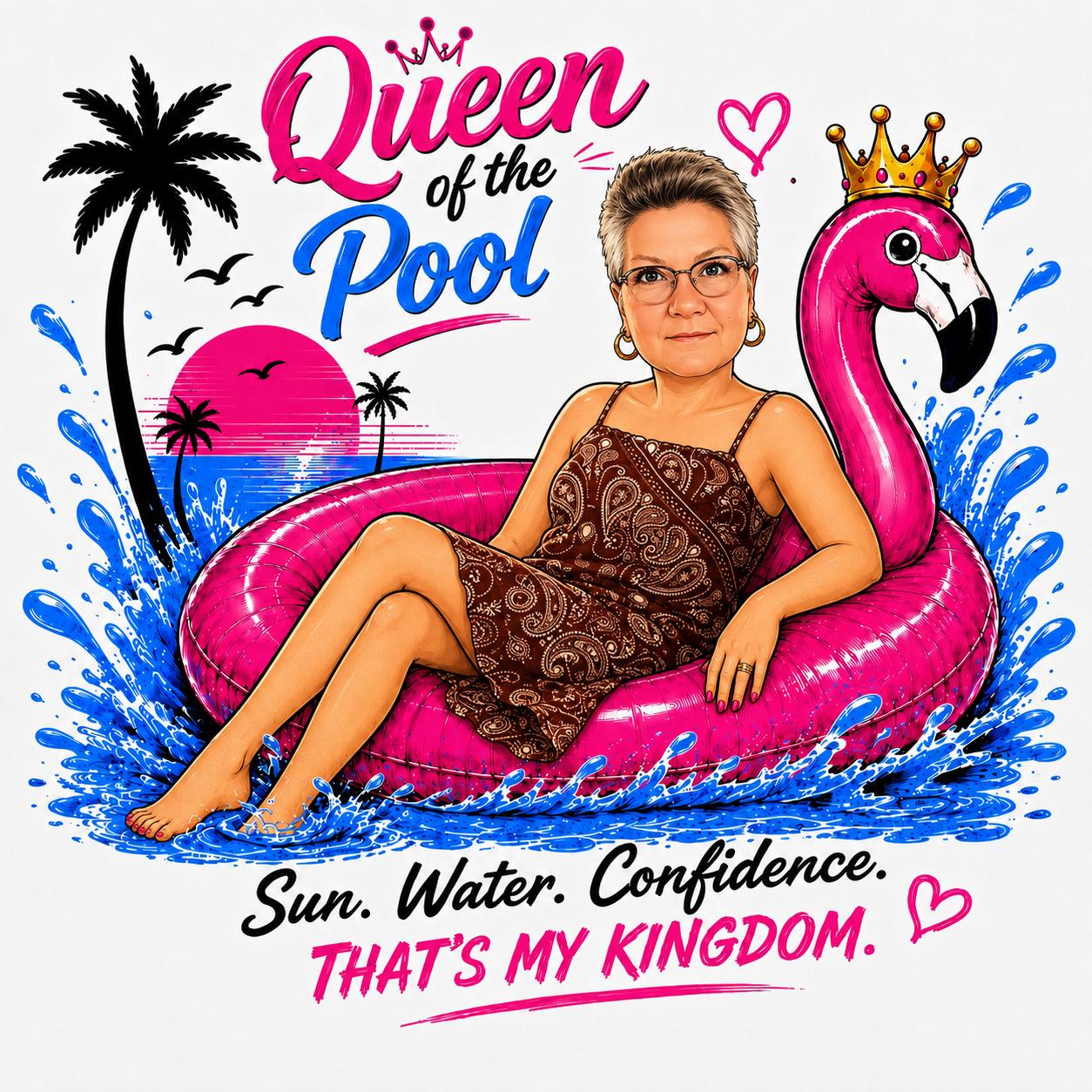Queen of the Pool — Burgundy baskı tasarımı